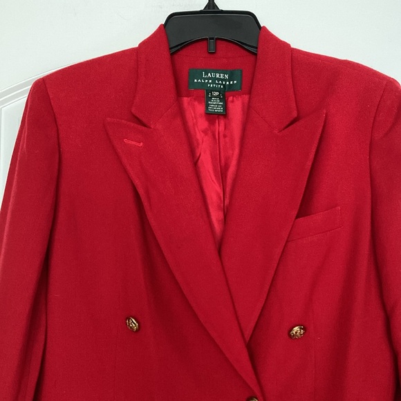 Vintage Lauren Ralph Lauren Double Breasted Red Blazer - 12P - Picture 2 of 8